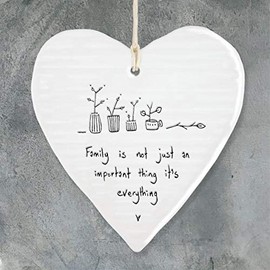 East of India Hanging Heart Gift Family Is Everything