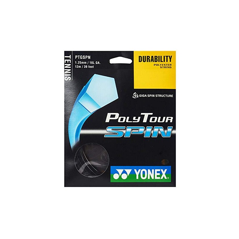 Yonex Poly Tour Spin (16L-1.25mm) String Set (Black)