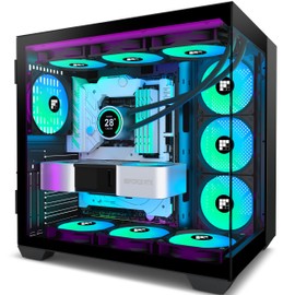 FOIFKIN F600 PC Case - Pre-Installed 7 PWM ARGB Fan, ATX Mid-Tower Gaming PC Case, 270° Panoramic Glass with Type-C, FOIFKIN (Black, F600)