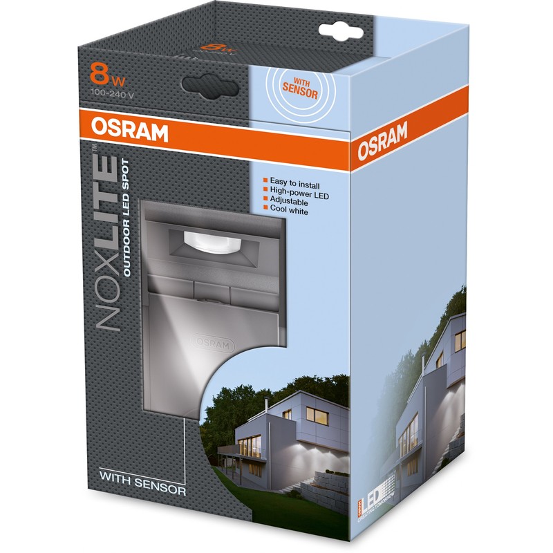 Osram Noxlite 73134 Outdoor LED Spotlight Sensor 8 Watt with