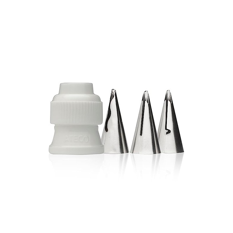 Ateco - 4 Piece Ruffle Decorating Tube Set, Includes Stainless