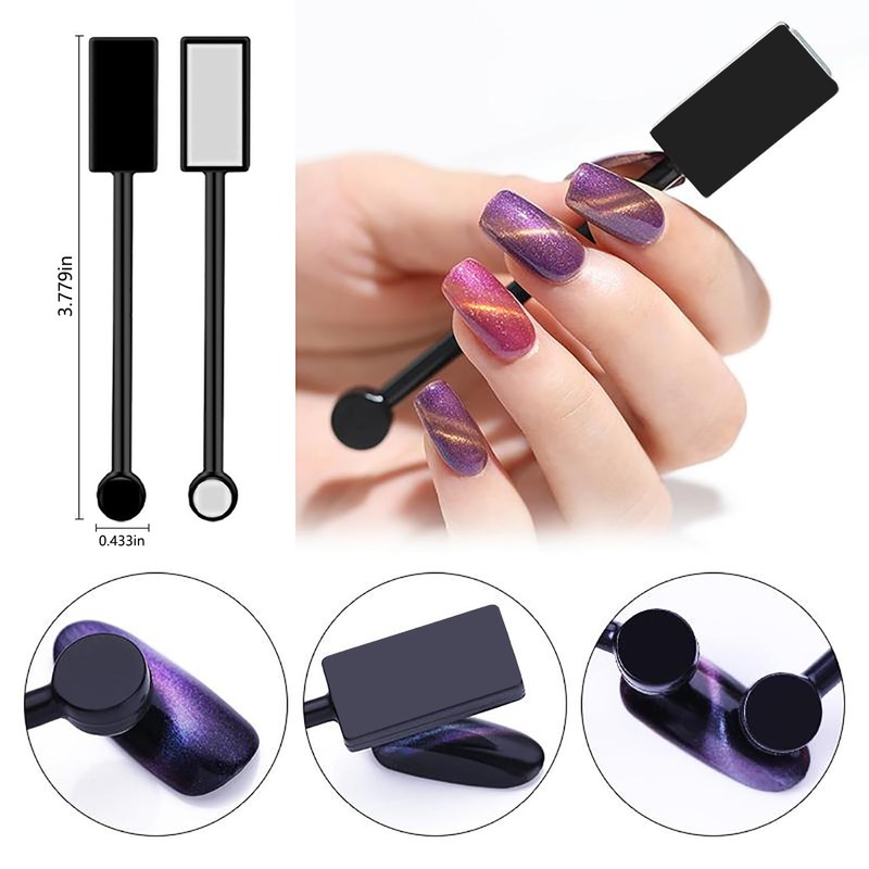 JERCLITY 6 Pieces Cat Eye Magnet for Nails Double-Head Nail