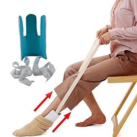 Sock Aid Helper Putting On Socks Without Bending for Elderly, Senior, Pregnant or Those with Back or Leg Issues, Easy Put on Sock Slider, Plastic Sock Helper Aide Tool