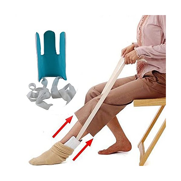 Sock Aid Helper Putting On Socks Without Bending for Elderly, Senior, Pregnant or Those with Back or Leg Issues, Easy Put on Sock Slider, Plastic Sock Helper Aide Tool