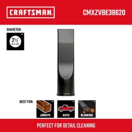 CRAFTSMAN CMXZVBE38620 2-1/2 in. Car Nozzle Wet Dry Vac Attachment, Industrial-Grade Shop Vacuum Accessory for Deep Automotive Cleaning, Fits 2-1/2 in. Hose Diameter
