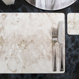 Creative Tops 'Grey Marble' Premium Large Cork-Backed Placemats, 40 x 29 cm - Grey/White (Set of 4)