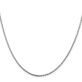 GlittersandGold Sterling Silver 1.5mm Diamond-cut Rope Chain Necklace