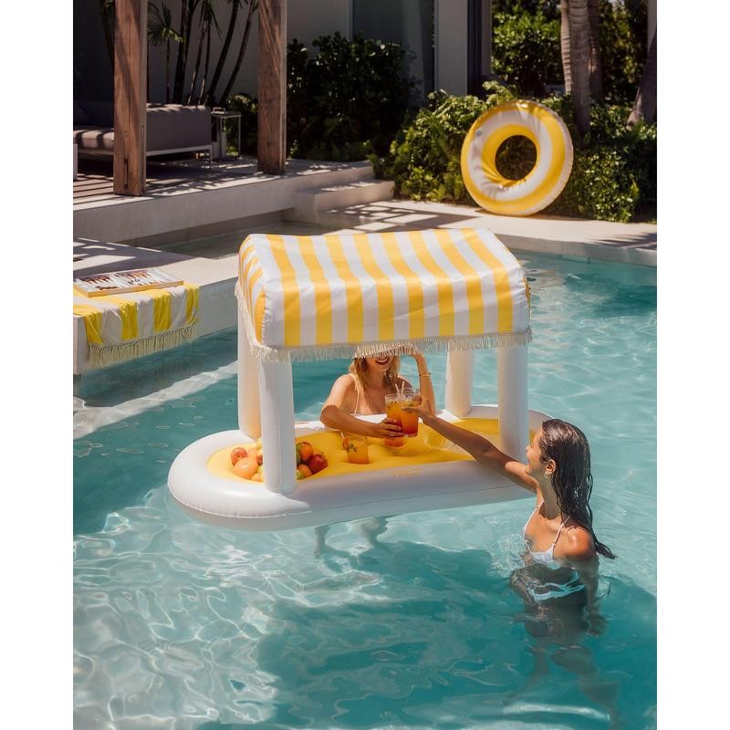 funboy Yellow & White Striped Floating Cabana Bar - A