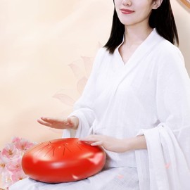 6 Inch Steel Tongue Drum 11 Notes Handpan Drum with Drum Mallet Finger Picks Percussion for Meditation Yoga QIUNI