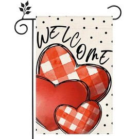 Love Heart Valentines Day Garden Flag 12x18 Inch Double Sided Welcome Wedding Yard Outdoor Flag Decoration -A