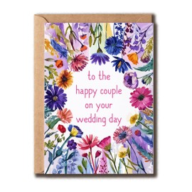 GoGi93Art To The Happy Couple On Your Wedding Day Card - Flower Wedding Anniversary Card - Perfect Greeting - Congrats Engagement - Couples