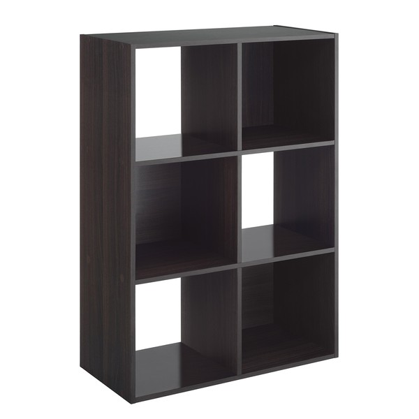 Whitmor 6 Cube Bookcase, 3 Tier Stackable MDF Bookself, Open
