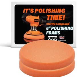 MINK METAL Clarity Compound Orange Polishing & Compounding Foam Pads, 150mm Hook & Loop for Aggressive Cutting & Flatting (2-Pack).