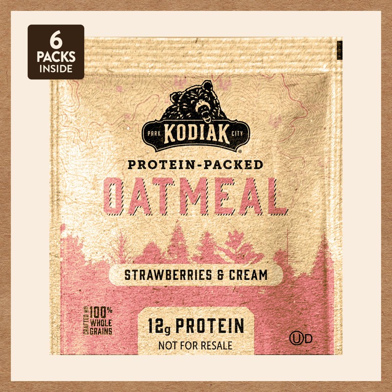 Kodiak Instant Oatmeal Packets, Strawberries & Cream, High Protein, 100%