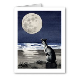 DJ Rogers Fine Art Greyhound Moon - Set of 10 Note Cards With Envelopes