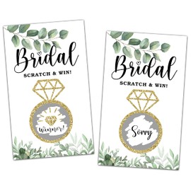 Bridal Shower Scratch off Game Cards, Neutral Greenery Bridal Raffle Lottery Tickets, Eucalyptus Scratch off Game for Wedding, Engagement/Bachelorette Party Supplies Decorations (50 Pack)-09