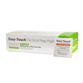 Easy Touch Almohadillas de preparación de alcohol esterilizadas con gamma, caja de 400 | Gamma esterilizado, 70% alcohol isopropílico, material Spunla