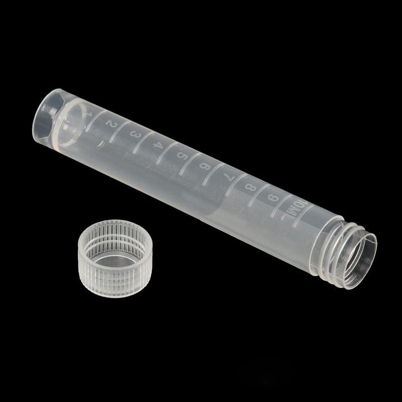 HugeDE 10 Pcs 10ml Plastic Test Vials Small Graduated Tubes