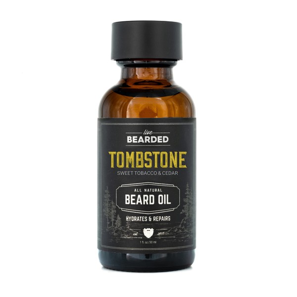 Live Bearded: Beard Oil - Tombstone - Premium Beard and Skin Care with Jojoba Oil - 1 fl. oz. - Beard Itch and Dry Skin Relief - Handcrafted with All-Natural Ingredients - Made in the USA