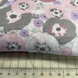 Shannon Fabrics Pinks Gray Large Floral Cotton Double Gauze Fabric BTY  Shannon Fabrics New