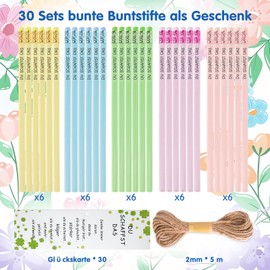 30 Sets Lucky Pencils with Eraser, You Create the Pencil HB Set with Lucky Card Lucky Charm Exam Good Luck Gifts for Students from Teachers Colleagues (You Can Make It)
