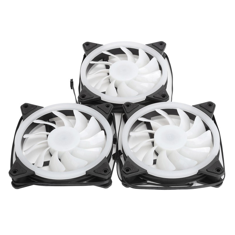 3Pcs Computer Chassis Cooling Fan Mute 6‑Pin Dual RGB Lights