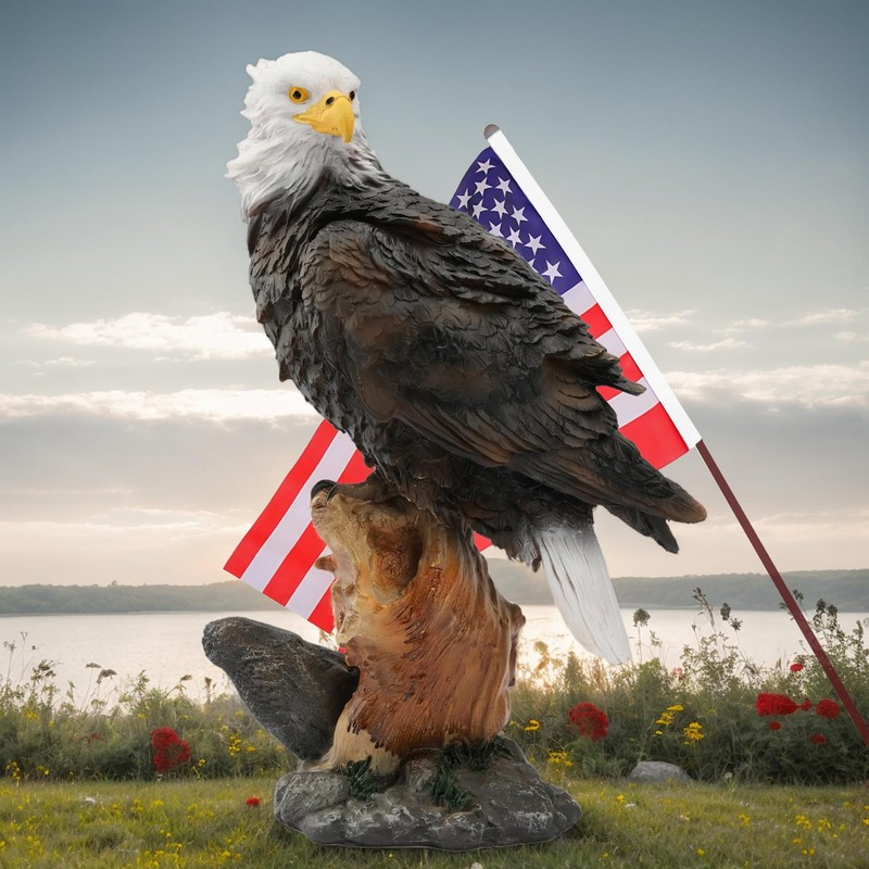 Noegrus 13.2" Real Eagle Statue, Funny Resin Bird Sculpture, Garden
