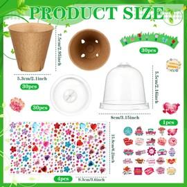 Motipuns Spring Garden Paper Pot Craft Kit Include Plant Flower Peat Pots with Domes 4 Sheet Rhinestones Jewels Stickers and Adhesive Spring Stickers Set for DIY Craft(Mother's Day)
