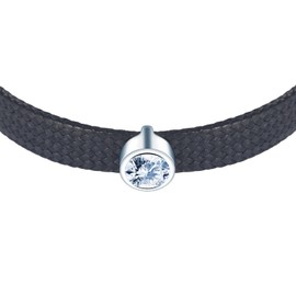 Yumilok Women's Necklace 925 Sterling Silver Choker Zirconia Leather Rope Black for Women Girlfriend, Sterling Silver Cubic Zirconia, Cubic Zirconia