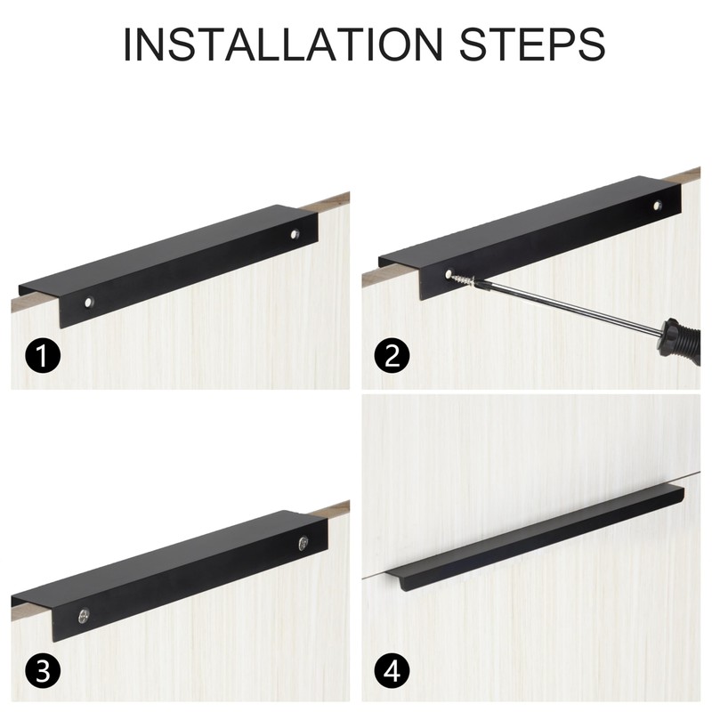 Heveer Black Furniture Handles, 80 mm, Hidden Cabinet Handles, Kitchen