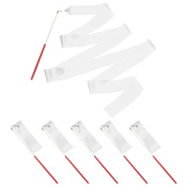 PATIKIL Dance Ribbons, 6 Pack 78.7 Inch Gymnastics Dance Streamers with Non-Slip Wand Dance Flags for Gifts, Dancing, Talent Shows, Baton Twirling, White