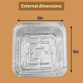 Non-Stick Disposable Air Fryer Aluminum Foil Liners Square 50PCS, Oil-Proof Aluminum Foil Tin Box Also for Steamer Basket Instant Pot Oven & Grill (6 * 6 Inch-Square)