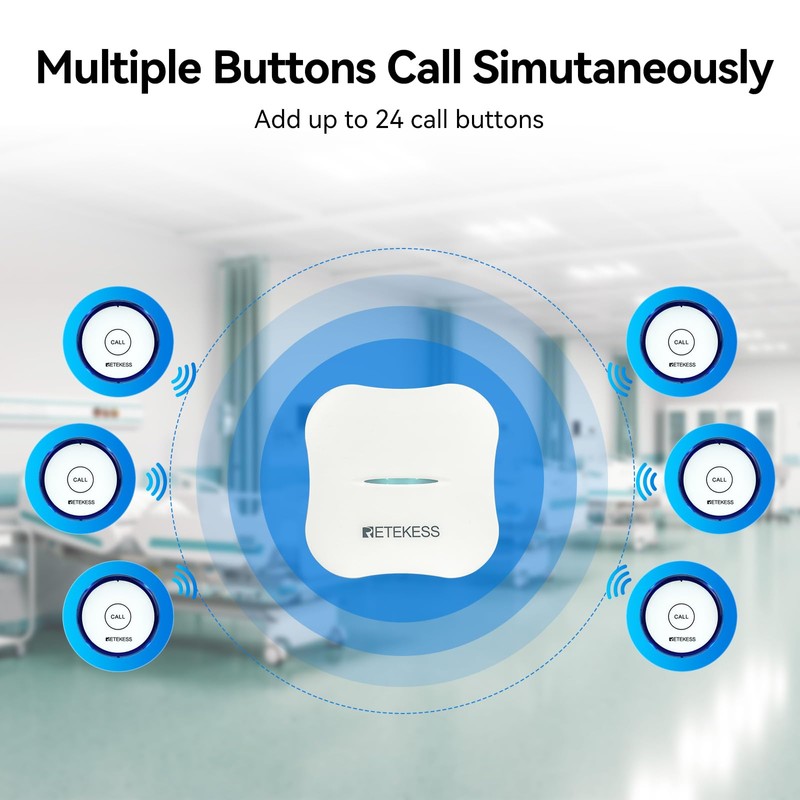 Retekess TH011 WiFi Smart Wireless Caregiver Pager,Call Button for Elderly