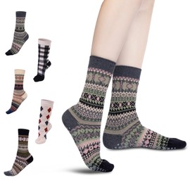 YOZHAKOU Boho Yoga Socks for Women – Non-Slip Grip High Calf Pilates Socks, Gym & Home Exercise.Checked pattern.（grey）