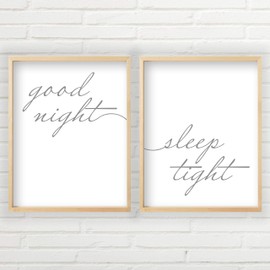 Good Night Sleep Tight Sign (Unframed Prints - Multiple Sizes, Good Night Sleep Tight Wall Art, Guest Room Decor, Farmhouse Decor, 2 Unframed Farmhouse Prints, Minimalist Wall Art)