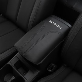 XYHGM Car Center Console Armrest Cover for Nissan Rogue 2014-2020 Leather Anti-Scratch Central Box Lid Protector Cushion Interior Accessories-Black Stitches