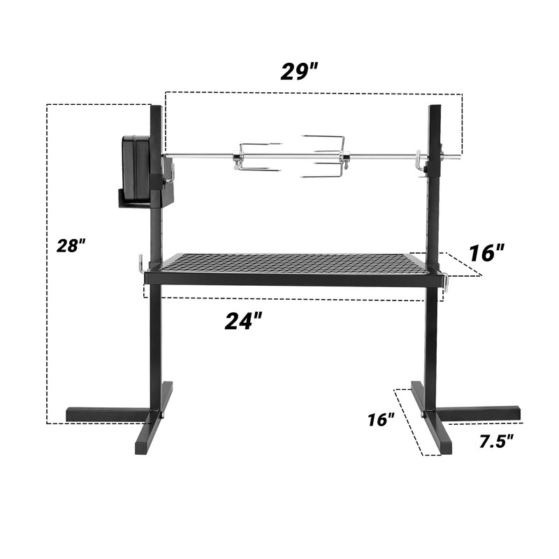 onlyfire Adjustable Outdoor Camping Rotisserie Grill System and Spit Kit