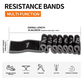 Resistance Latin Bands Exercise Bands Expander Pilates Yoga Stretch Bands Gymnastics Workout Bands 15KG For Fitness Crossfit Dance Training. (Gray-90CM)