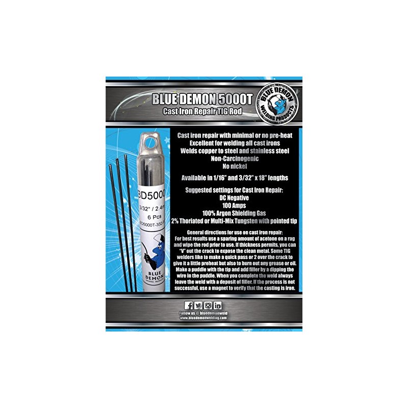 Blue Demon BD-5000T-094-POP Cast Iron Repair, .094 DIAMETER