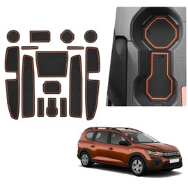 BIBIBO Rubber Mats Non-Slip Mats Compatible with Dacia Jogger 2021-2024 (For Right Hand Drive), Rubber Car Mats, Dacia Jogger Accessories, Centre Console Mats, Car Door Slot