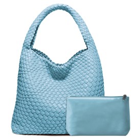 Woven Bag Purses and Handbags Woven Vegan Leather Tote Shoulder Top-Handle Bag With Purses for Women