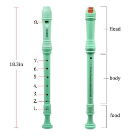 HOSEYIN Alto Recorder Baroque style German style F Key 8 Holes Soprano Recorder for Beginners Kids students (Light green)