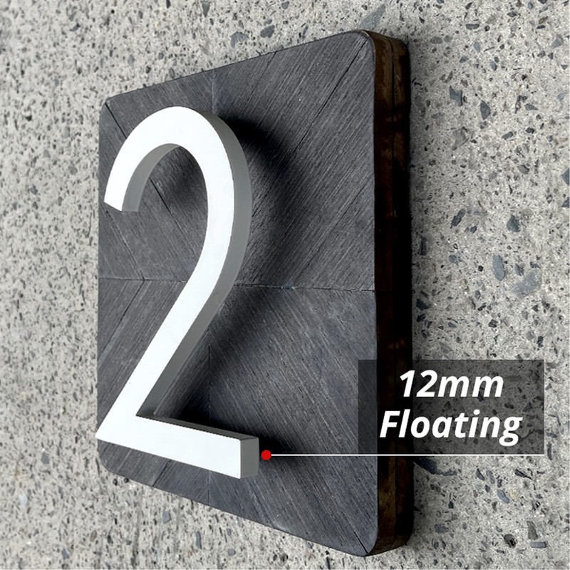 HASWARE Floating House Number 6 inch Stylish Door Numbers Alphabet
