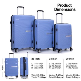 Travelhouse Hard Shell Luggage Set: Lightweight Carry-On with Spinner Wheels, TSA Lock and Cool Design - Perfect for Business Trips and School (sky blue)