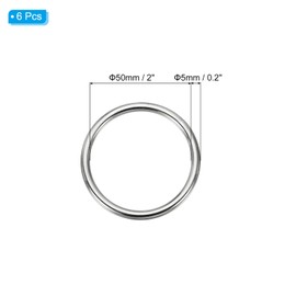 PATIKIL 1" Seamless Metal O Rings, 6 Pack 304 Stainless Steel O-Ring Heavy Solid Round Rings for Macrame, DIY Craft, Hardware, Belt, Dog Leash, 5x25mm
