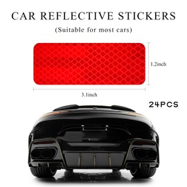 DXNQ 24 PCS Warning Reflective Stickers, Waterproof Night Visibility Safety Reflective Sticker, Stick-on Anti-Scratch Reflective Tape for SUVs Pickup Trucks, Car Exterior Accessories (Red)