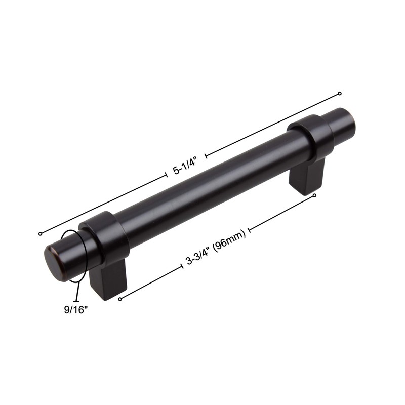 GlideRite Hardware 4006-96-ORB-1 3.75 inch CC Solid Euro Bar Pulls