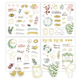 4 Sheets of 80 Waterproof Wedding Planner Stickers for Marriage Planner Envelopes Engagement Anniversary Wedding Scrapbook Stickers