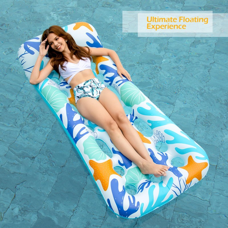 Jasonwell Inflatable Pool Float Lounge - 2 Pack Floaties Rafts