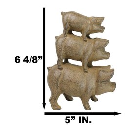 Ebros Gift 6.5" Tall Vintage Rustic Cast Iron Western Farmhouse Barn Animals Stacked Pig Family Boar Swine and Piglet Figurine Farm Kitchen Dining Countertop Plaque